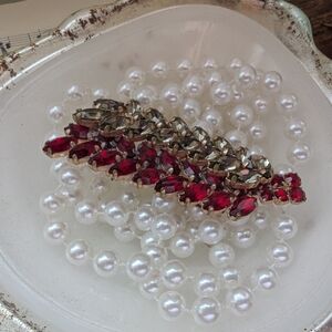Vintage 1950s Red and Silver Leaf Brooch